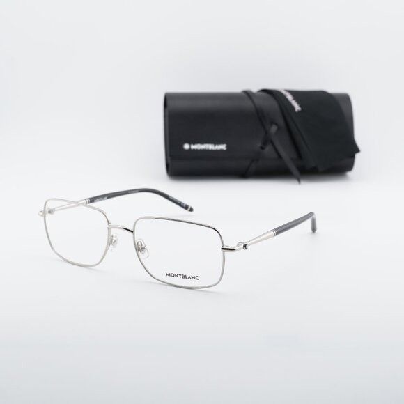 Montblanc Montblanc MB0072O 004 Eyeglasses Silver 57mm Rectangle Frame Size ONE SIZE - 1 Thumbnail