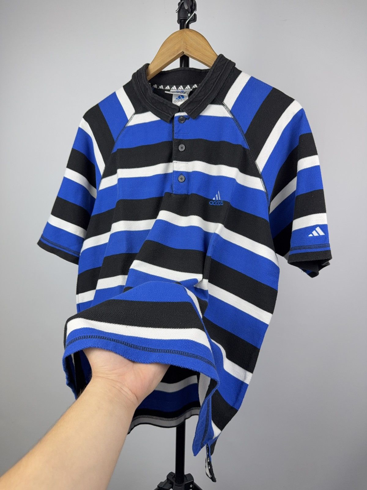 Adidas Vintage 90s Adidas Retro Multicolour striped Y2K Polos Size US L / EU 52-54 / 3 - 7 Thumbnail