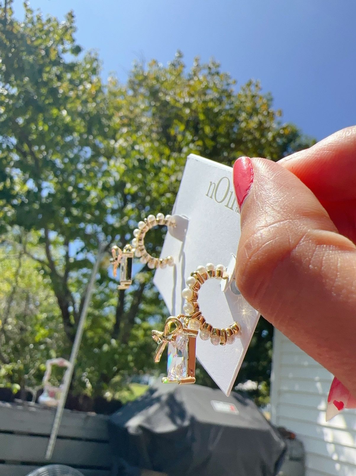 Designer Noir gold tone pearl paved open loop crystal square drop Size ONE SIZE - 5 Thumbnail