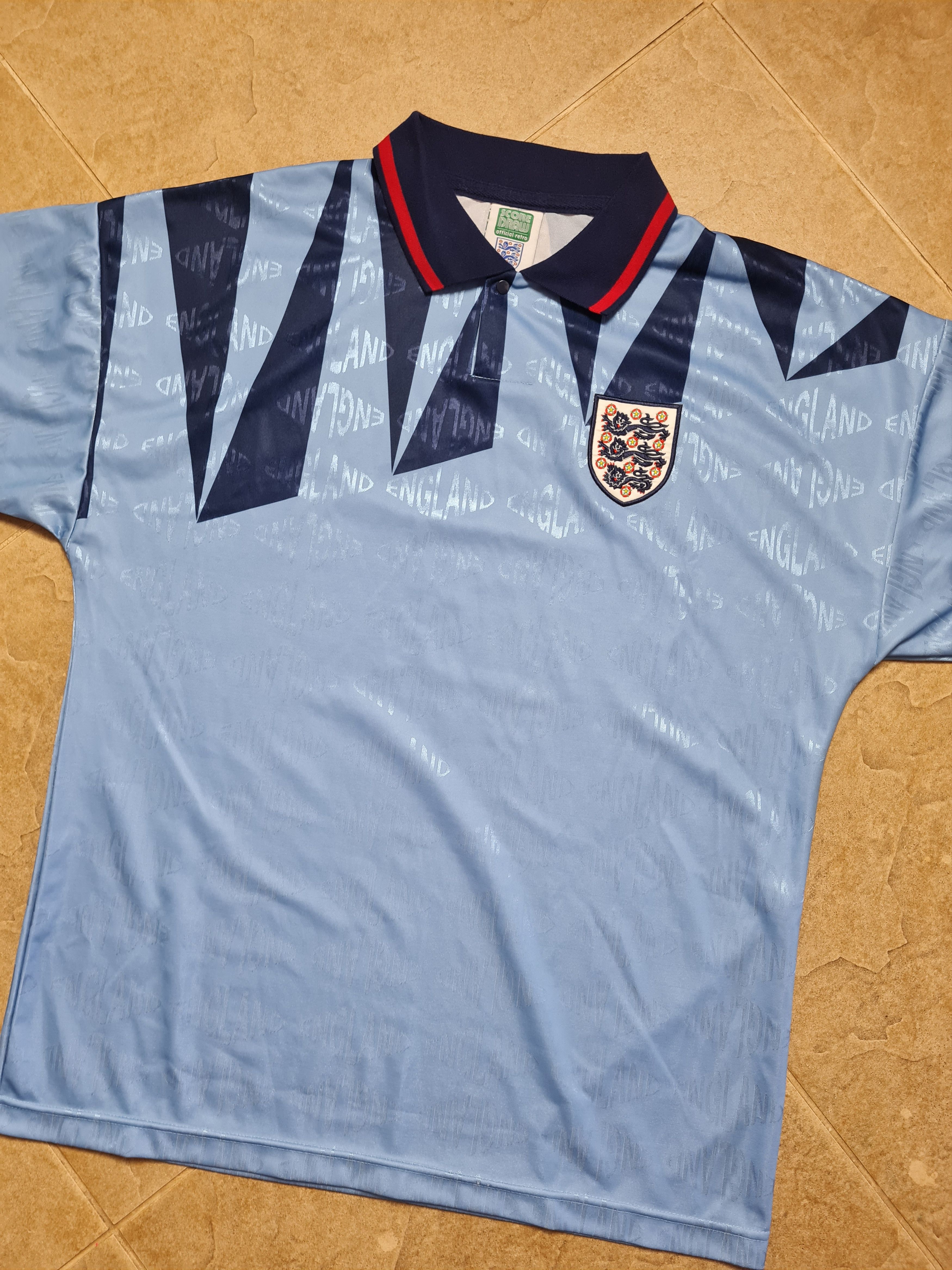 Other England Football Shirt Score Draw 3rd Away FA Retro 1990 Size US XL / EU 56 / 4 - 6 Thumbnail