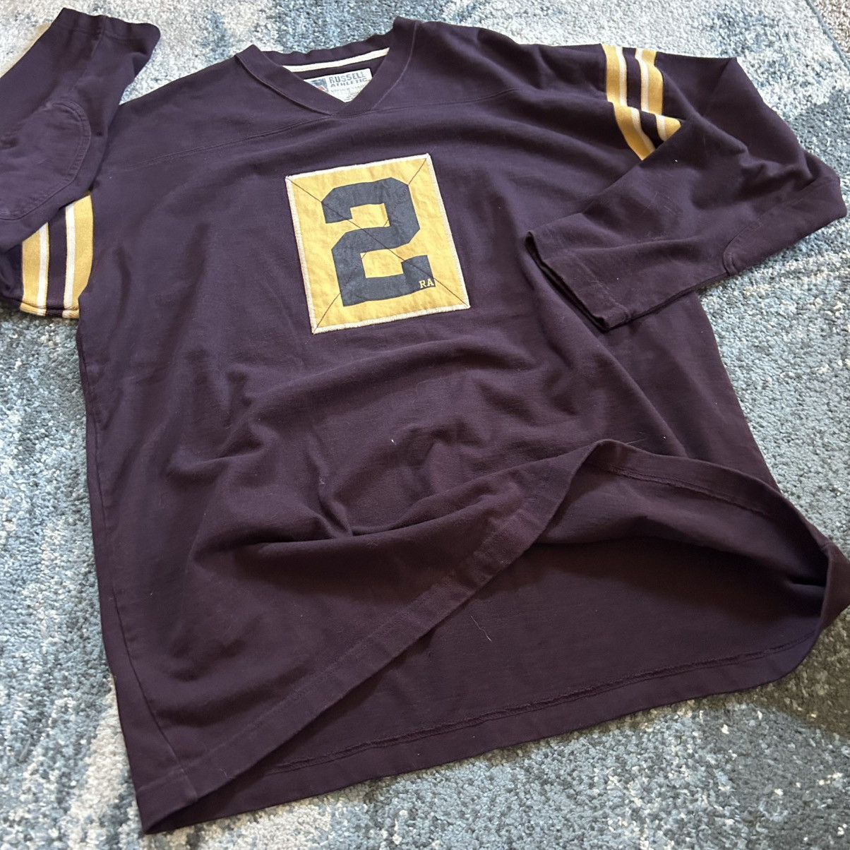 Russell Athletic SLUBBY MiDDLEWEiGHT RUGBY TOP DEEP MAROON OLD GOLD U of M Size US L / EU 52-54 / 3 - 9 Thumbnail