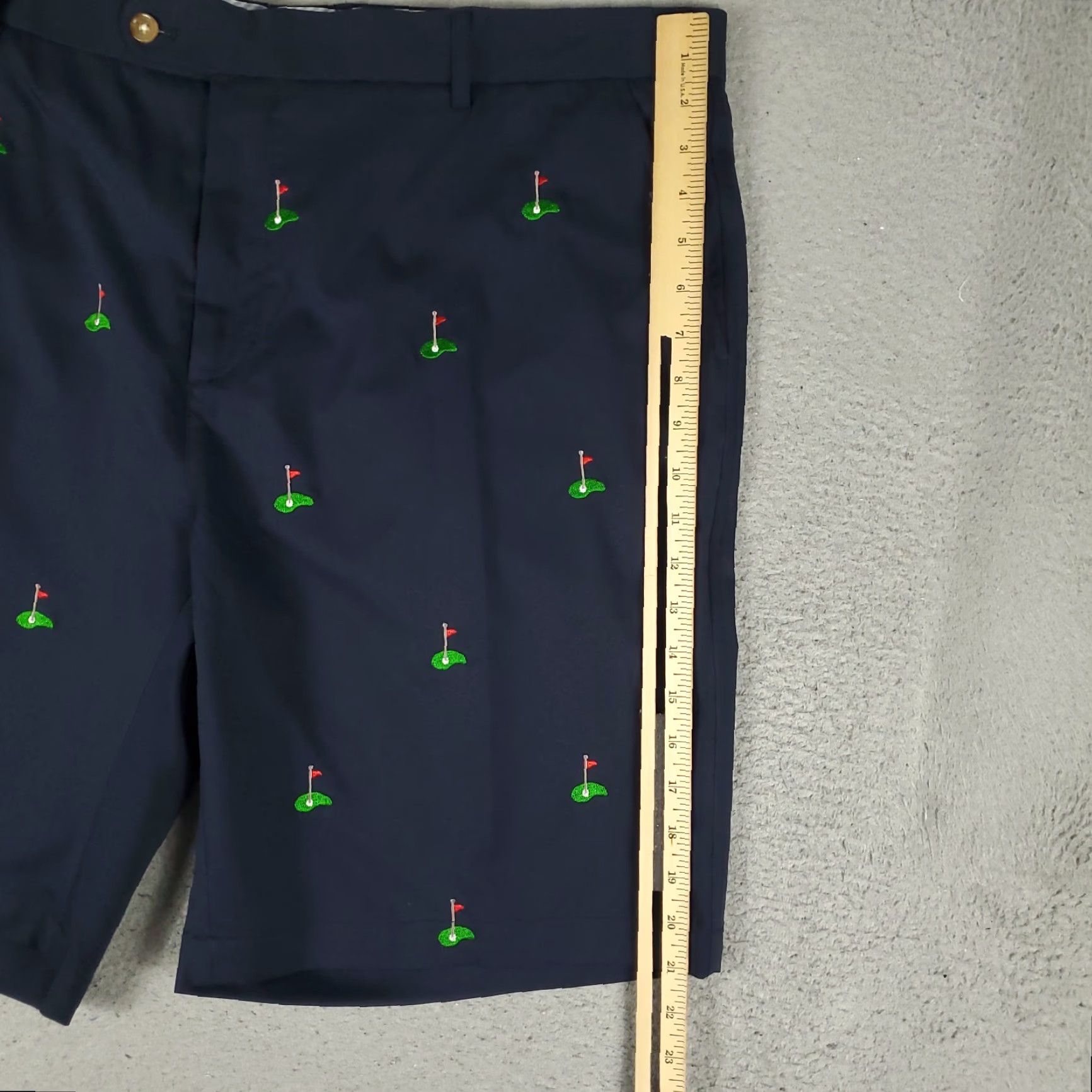 J.McLaughlin J. McLaughlin Shorts Mens 42 Navy Blue Golf Embroidered Flat Front Chino Size US 42 / EU 58 - 5 Thumbnail