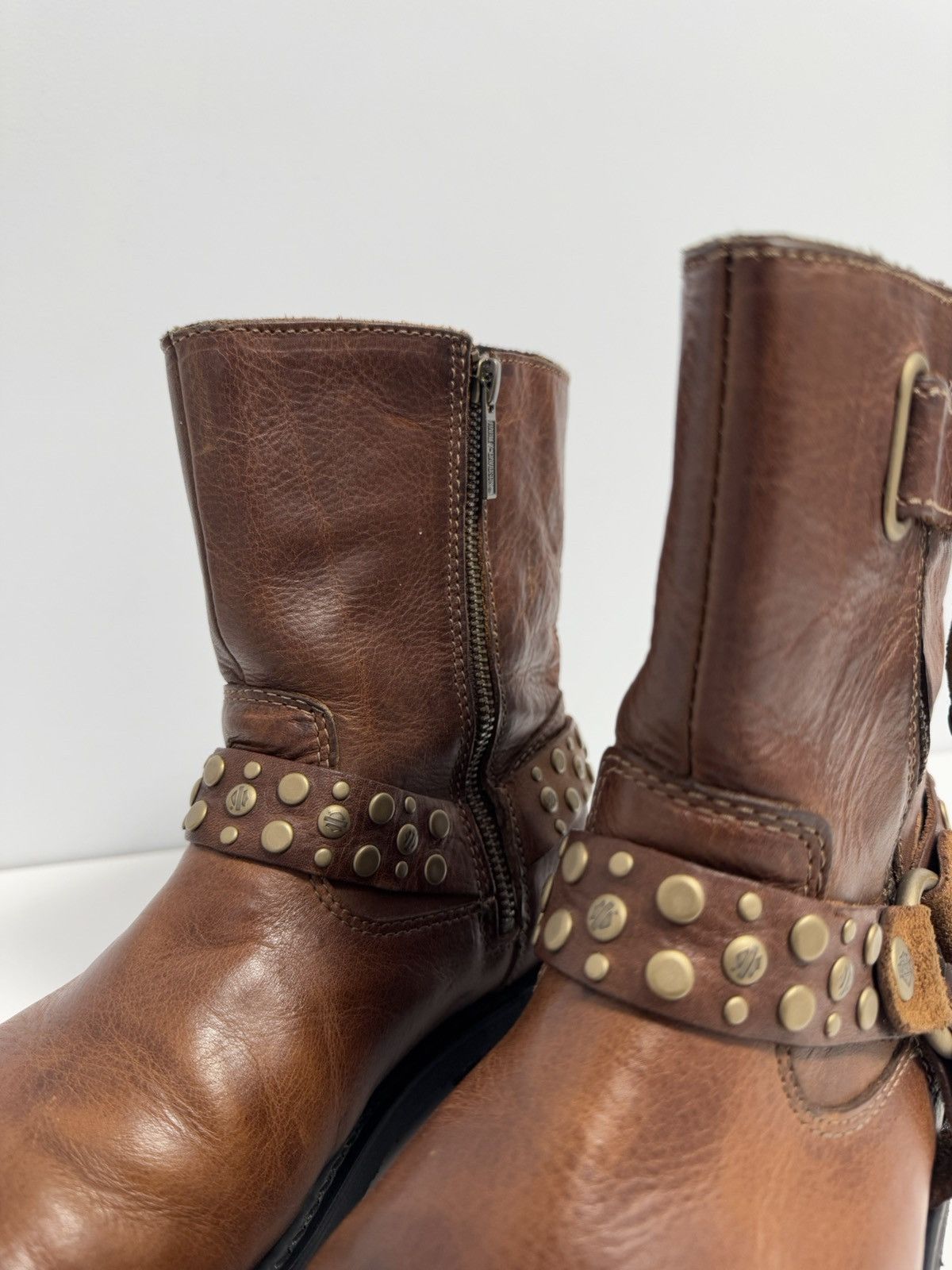 Harley Davidson × Vintage HARLEY DAVIDSON VADA Biker Boots Ankle Leather Bootie EUR-40 Size US 10 / IT 40 - 5 Thumbnail