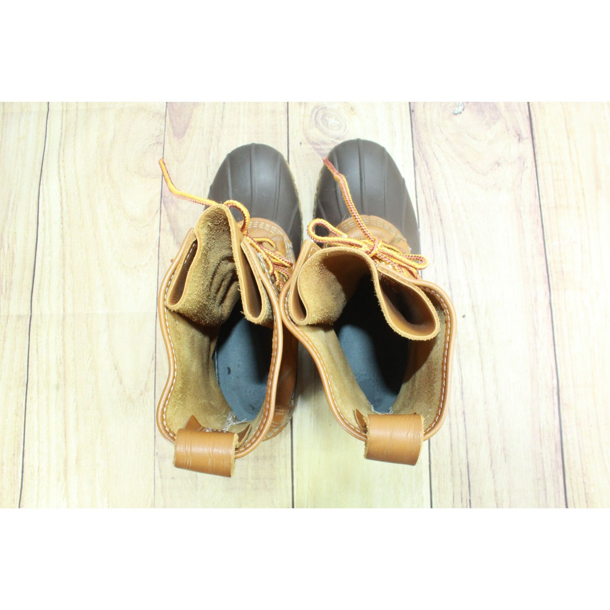 L.L. Bean LL Bean Brown Leather Lace Up Unlined Mid Calf Duck Boots Size US 9 / IT 39 - 7 Thumbnail