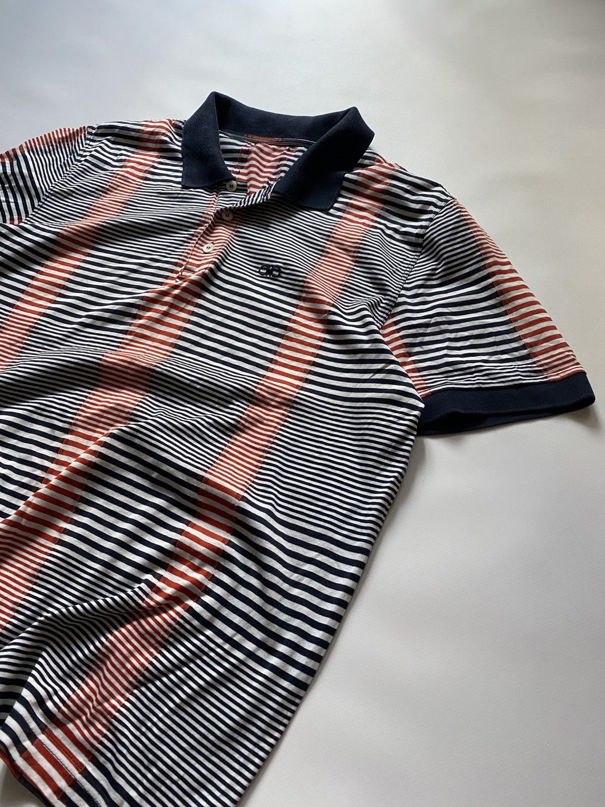 Salvatore Ferragamo Vintage Salvatore Ferragamo Luxury Striped Polo Shirt Size M Size US M / EU 48-50 / 2 - 1 Thumbnail