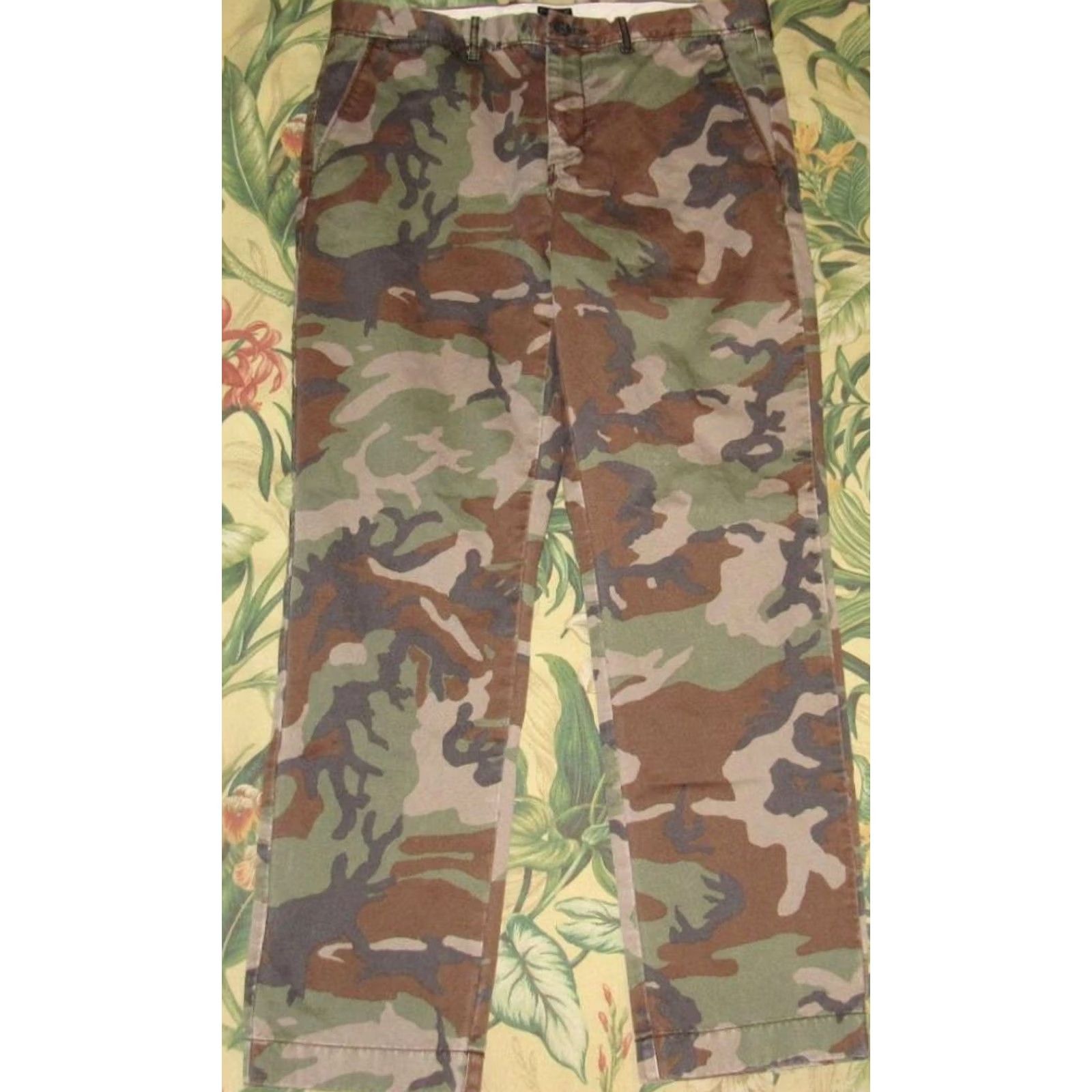 Vintage J CREW Chino Pants 770 Straight Cotton Camo 32 x 28 Mens Size US 32 / EU 48 - 3 Thumbnail