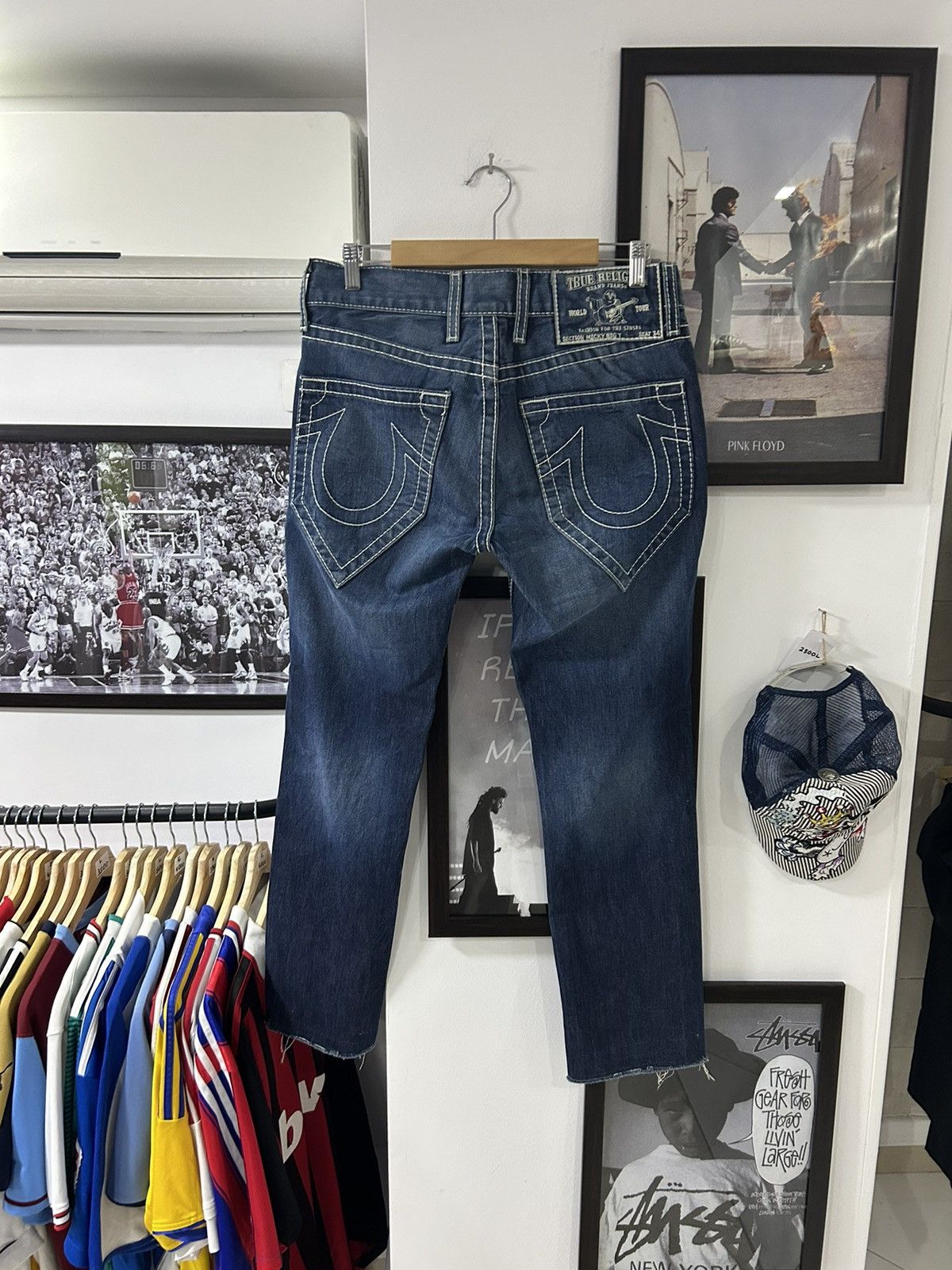 image of Made In USA x True Religion Painted Denim Jeans in Blue, Men's (Size 32)