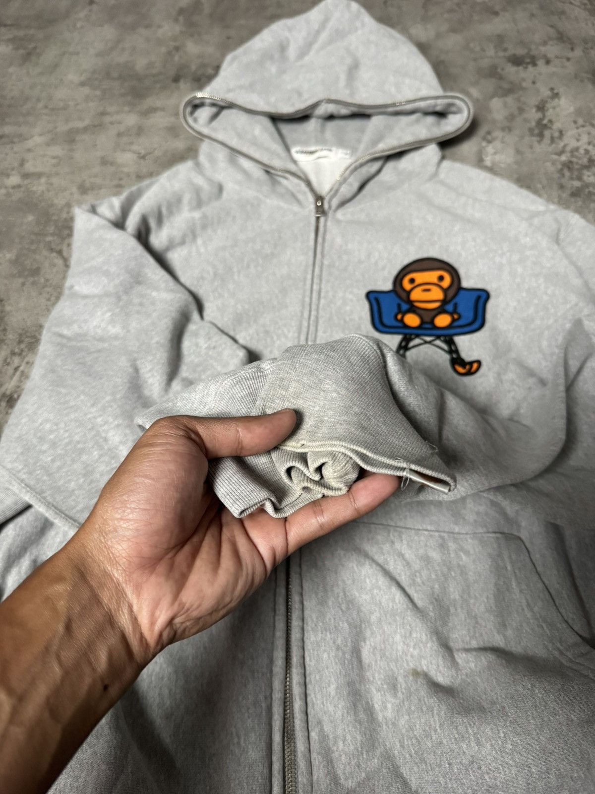 Bape VINTAGE BABY MILO BY BATHING APE GREY HOODIE WITH ZIPER Size US XL / EU 56 / 4 - 7 Thumbnail