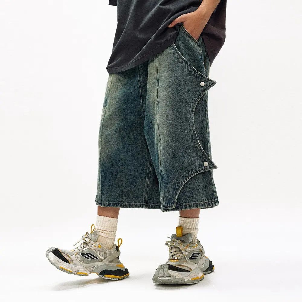 Japanese Brand × Jean Baggy Chunky Denim Shorts, Loose Shorts Size US 34 / EU 50 - 6 Thumbnail