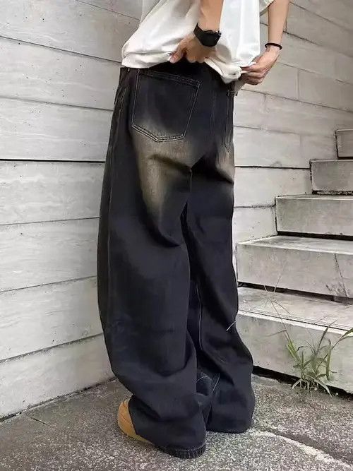 Japanese Brand × Jean Street hip hop ripple texture retro straight jeans Size US 32 / EU 48 - 4 Thumbnail