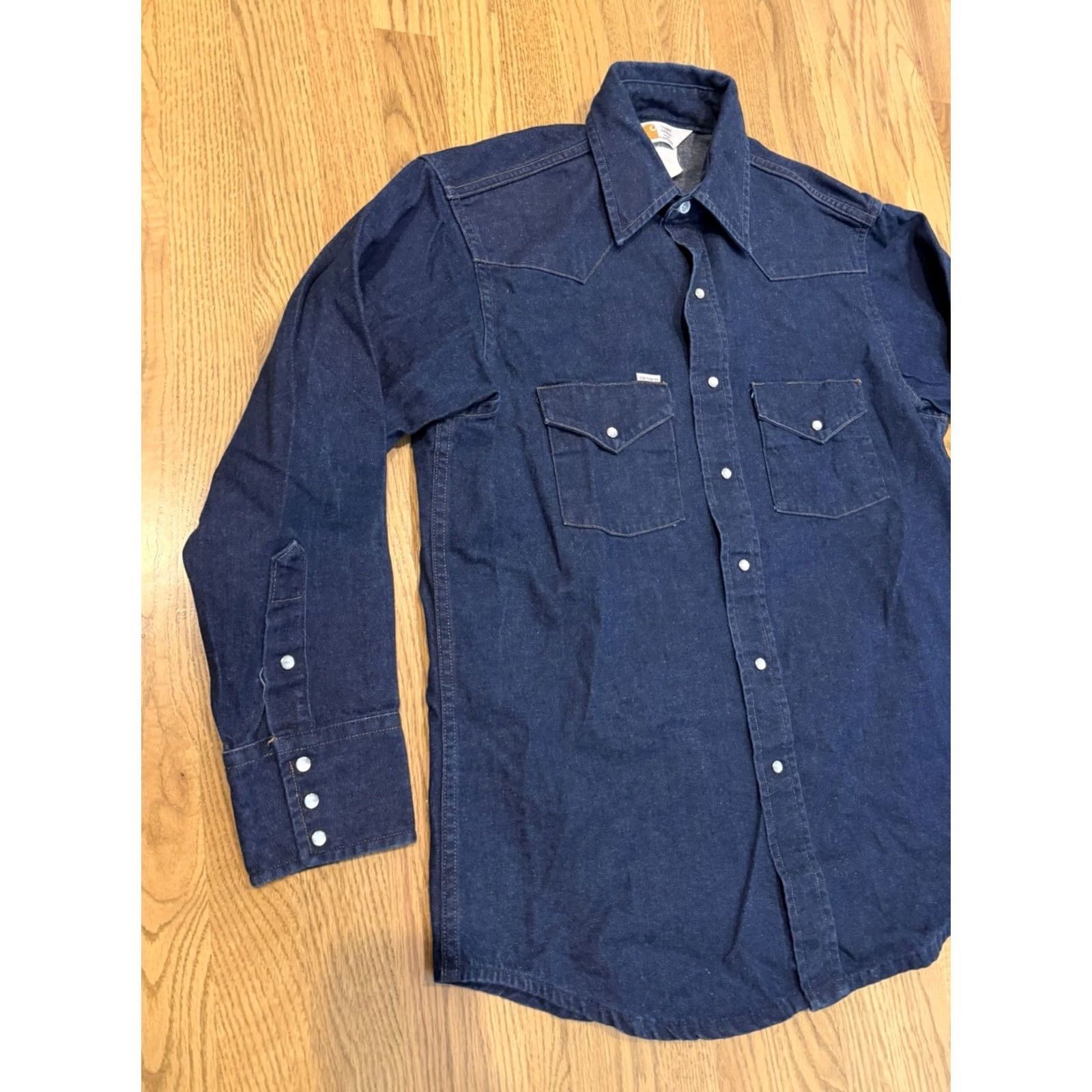 Carhartt VINTAGE Carhartt Heavy Denim Pearl Snap Shirt Size US L / EU 52-54 / 3 - 3 Thumbnail