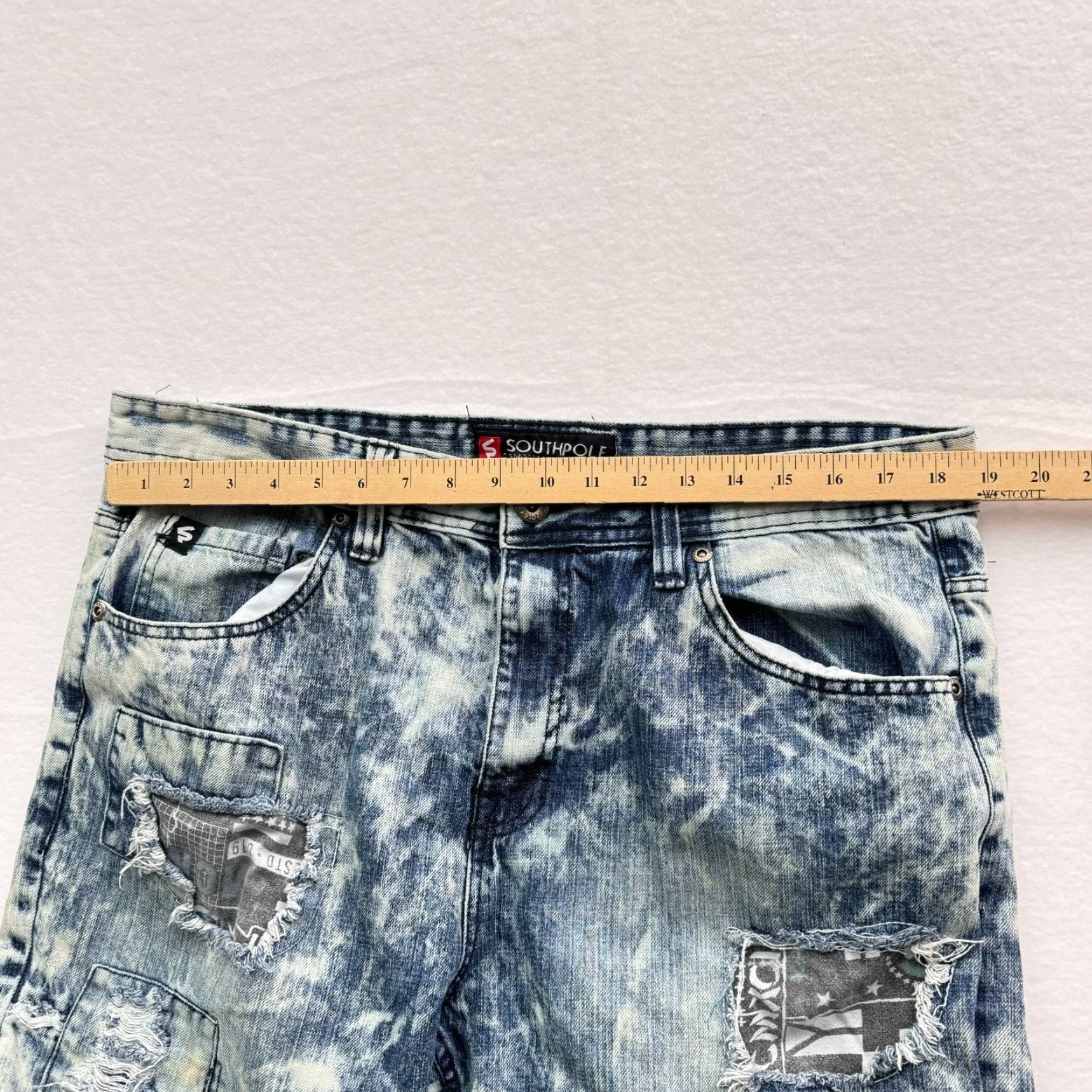 Southpole Southpole Jeans Distressed Denim Slim Tapered 38x32 Men Blue Y2K Patch 38 32 Regular Size Tapered Fit Size US 38 / EU 54 - 6 Thumbnail