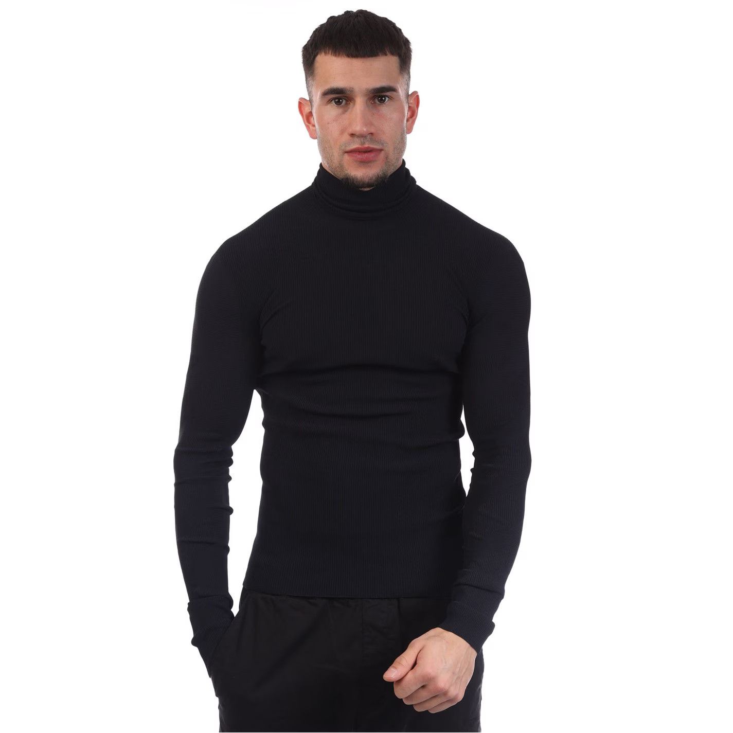 Off-White o1g2r1mq0226 Diagonals Knit Turtleneck Sweatshirt In Black Size US L / EU 52-54 / 3 - 1 Thumbnail