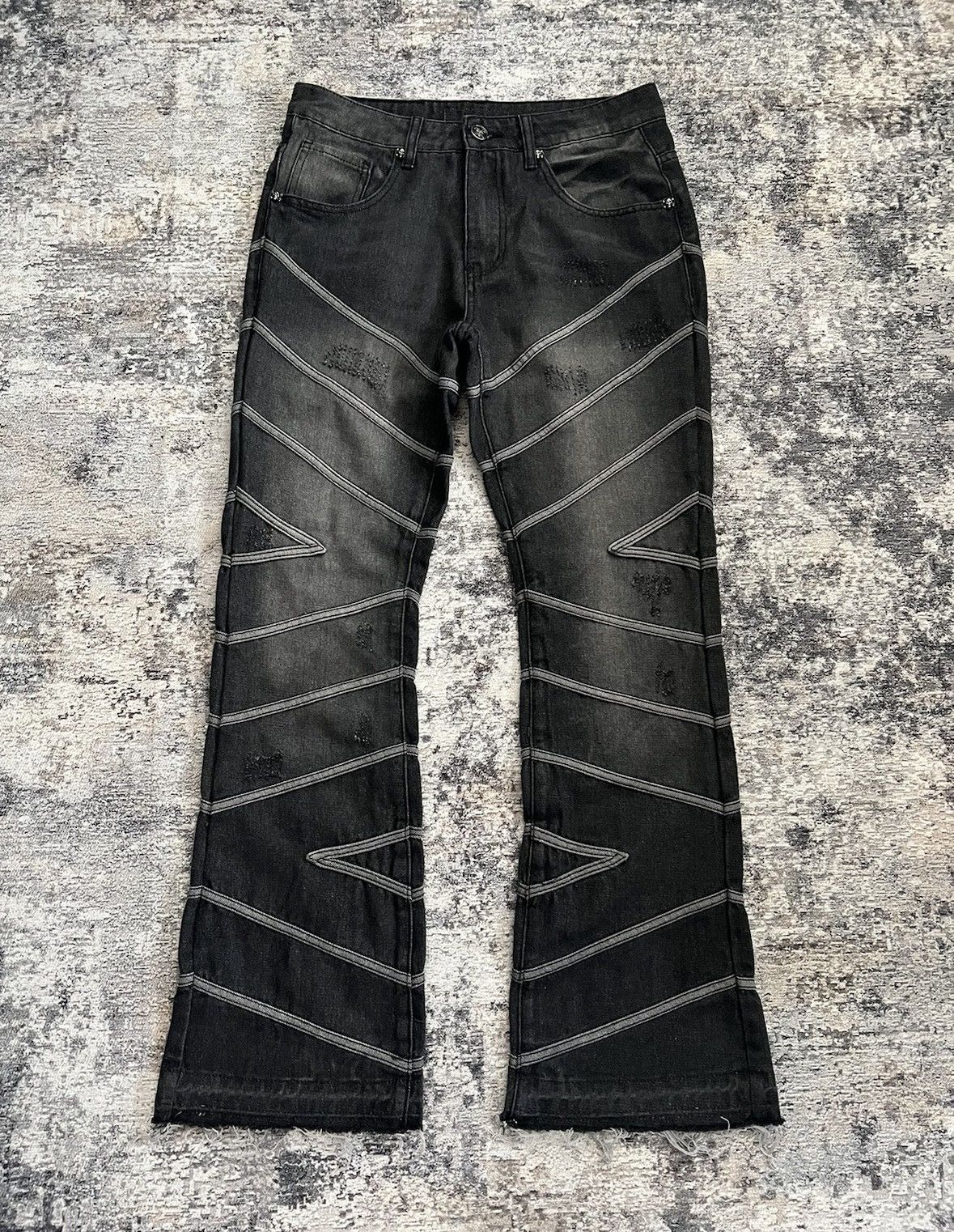 image of Vintage Black Flared Denim Pants, Men's (Size 34)