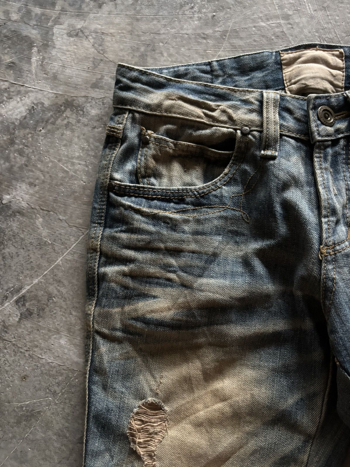 If Six Was Nine LOLITA JAPANESE JEANS MUD WASH MUDMAX DISTRESSED RUSTY PUNK Size US 30 / EU 46 - 9 Thumbnail