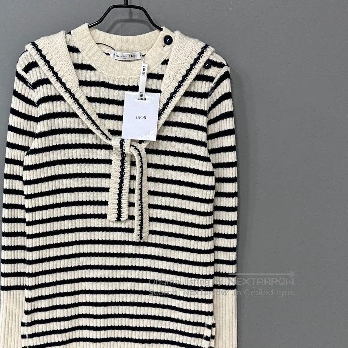 Dior Dior Black White Stripe Navy Collar Sweater. Size XS / US 0-2 / IT 36-38 - 2 Thumbnail