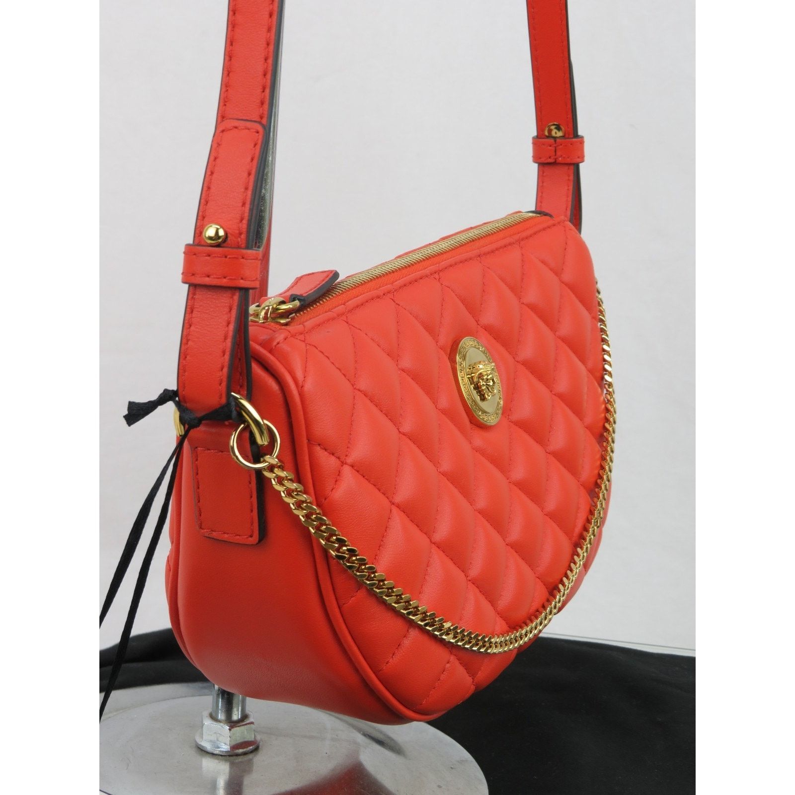 Versace VERSACE QUILTED RED LEATHER GOLD MEDUSA CHAIN 1/2 MOON BAG Size ONE SIZE - 4 Thumbnail