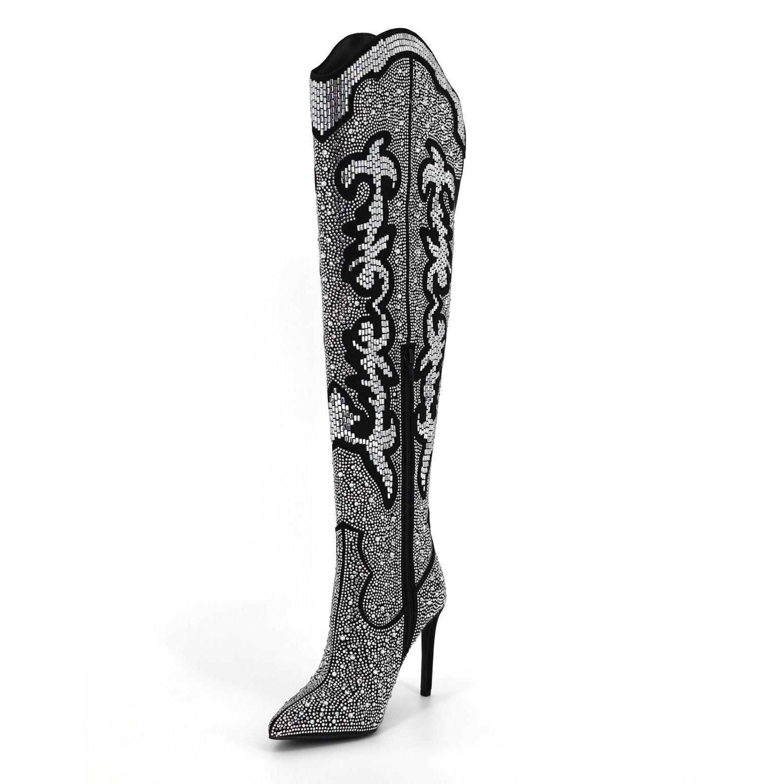 The Unbranded Brand I.N.C. Int Concepts Women Crystal Over-the-knee Boots 5.5M Size US 5.5 / IT 35.5 - 2 Thumbnail