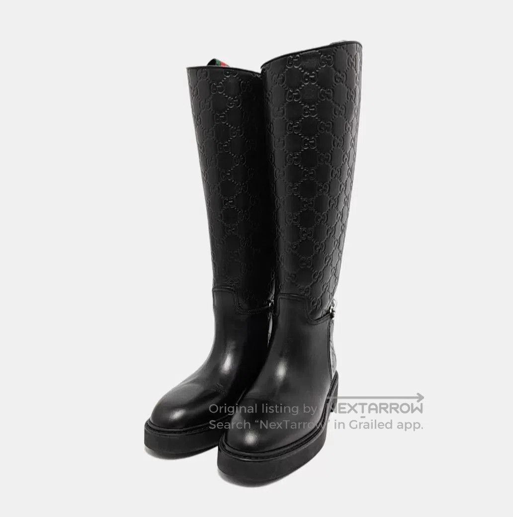 Gucci Gucci Calf Leather GG Monogram Long Boots. Size US 5 / IT 35 - 1 Thumbnail