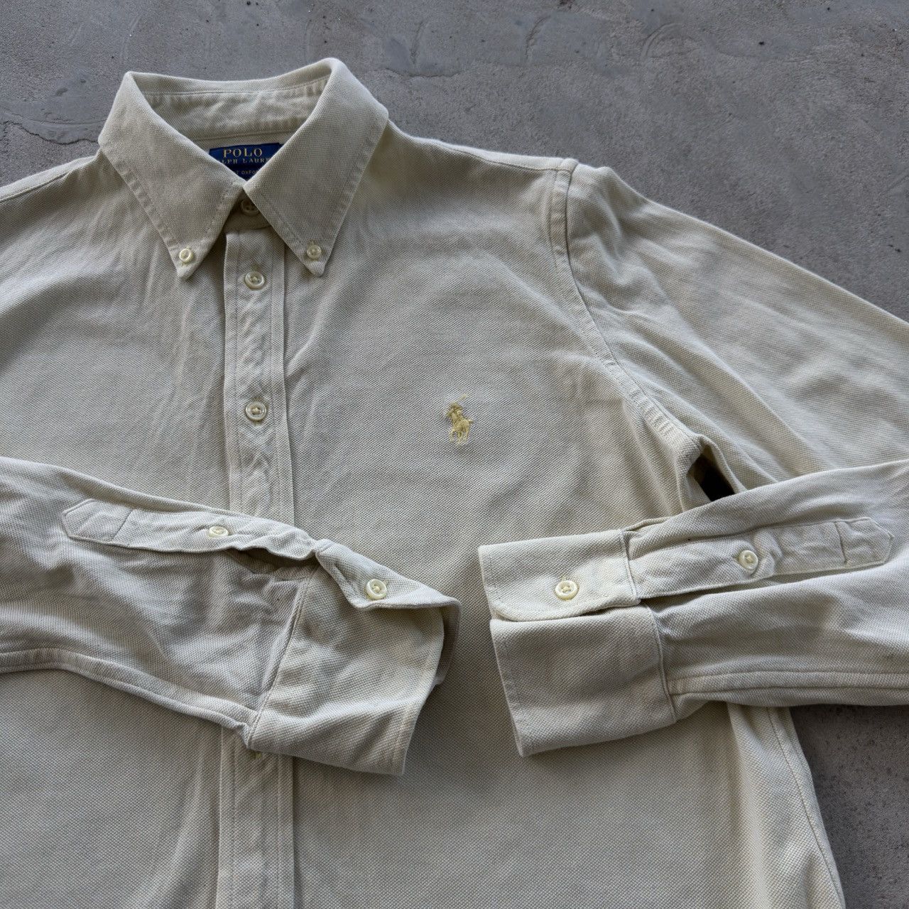 Polo Ralph Lauren Knit Oxford Shirt Cream Pale Yellow XL