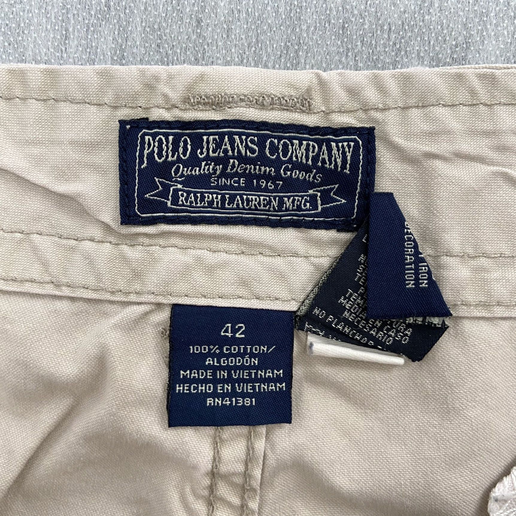 Polo Ralph Lauren VINTAGE Polo Ralph Lauren Cargo Shorts Adult 42 Beige Cotton Logo Casual Mens Size US XL / EU 56 / 4 - 5 Thumbnail