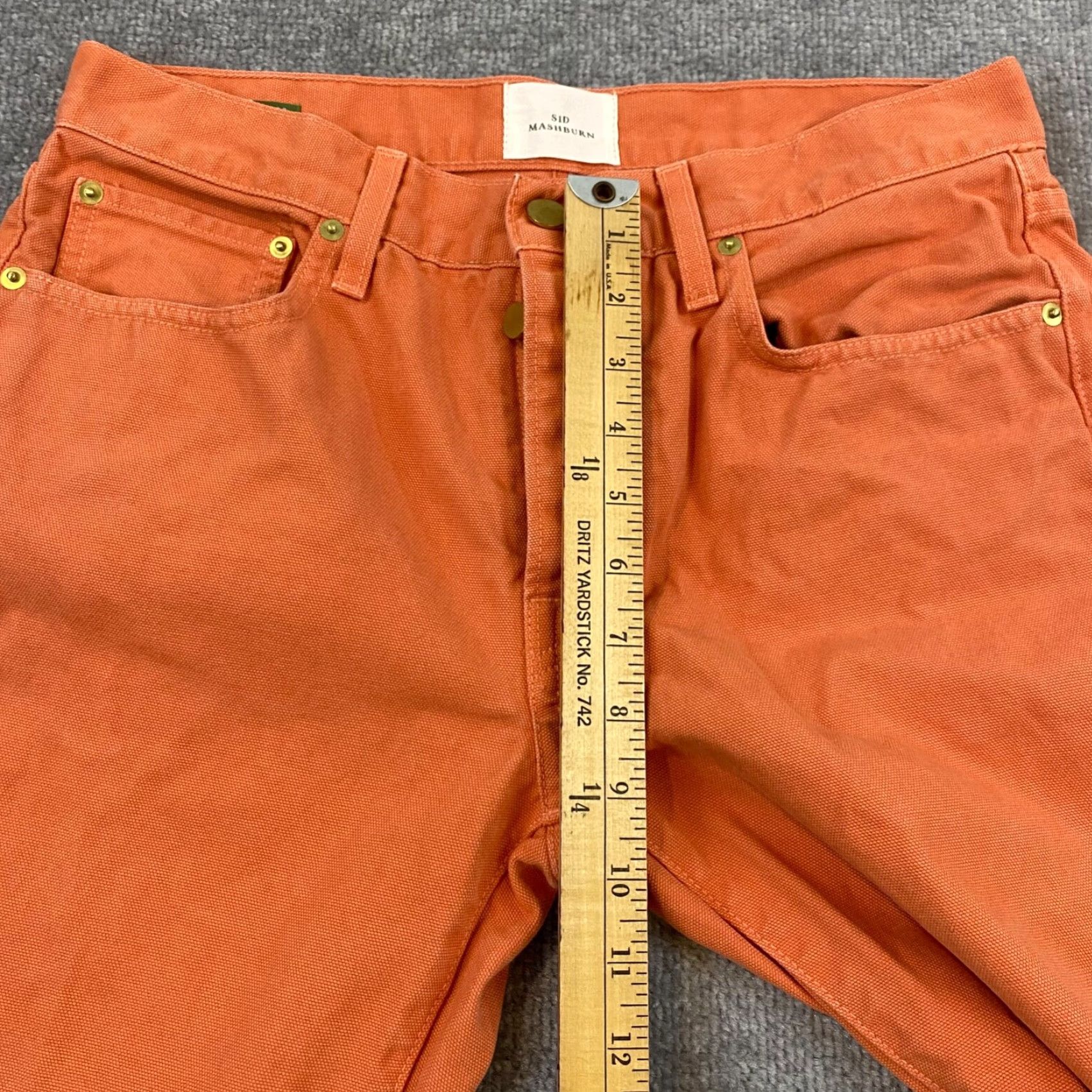 Sid Mashburn Sid Mashburn Jeans Mens 32x30 Straight Orange Button Fly Pants USA MADE 30x28.5* Denim Cotton 5-Pocket Regular Classic USA Mens Jeans Size US 32 / EU 48 - 6 Thumbnail