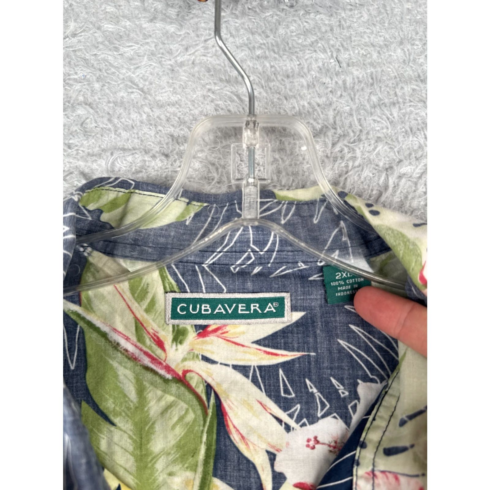 Cubavera Cubavera Shirt Men 2XL Floral Bird Of Paradise Button Hawaiian 100% Cotton Casual Travel Aloha Beach Resort Pattern Short Sleeve Blue Size US XXL / EU 58 / 5 - 7 Thumbnail