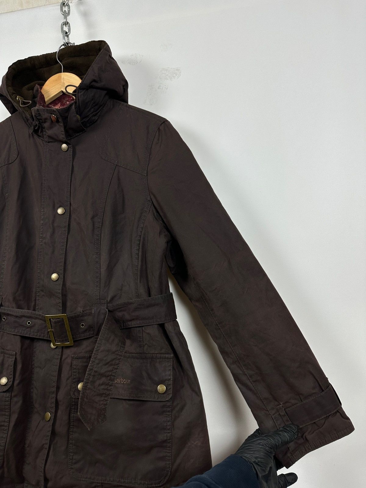 Barbour Barbour Brown Bird Art Bower Belted Waxed Coat Jacket Size L / US 10 / IT 46 - 11 Thumbnail
