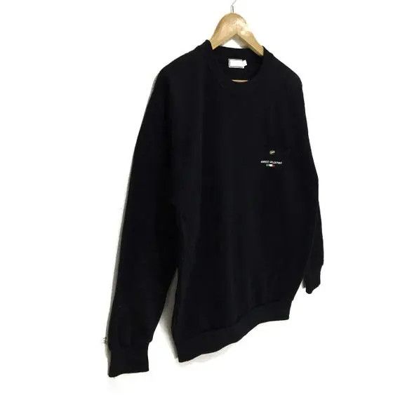Vintage Vintage ANRICO VALENTINO Spell Out Pocket Black Sweatshirt Size US M / EU 48-50 / 2 - 3 Thumbnail