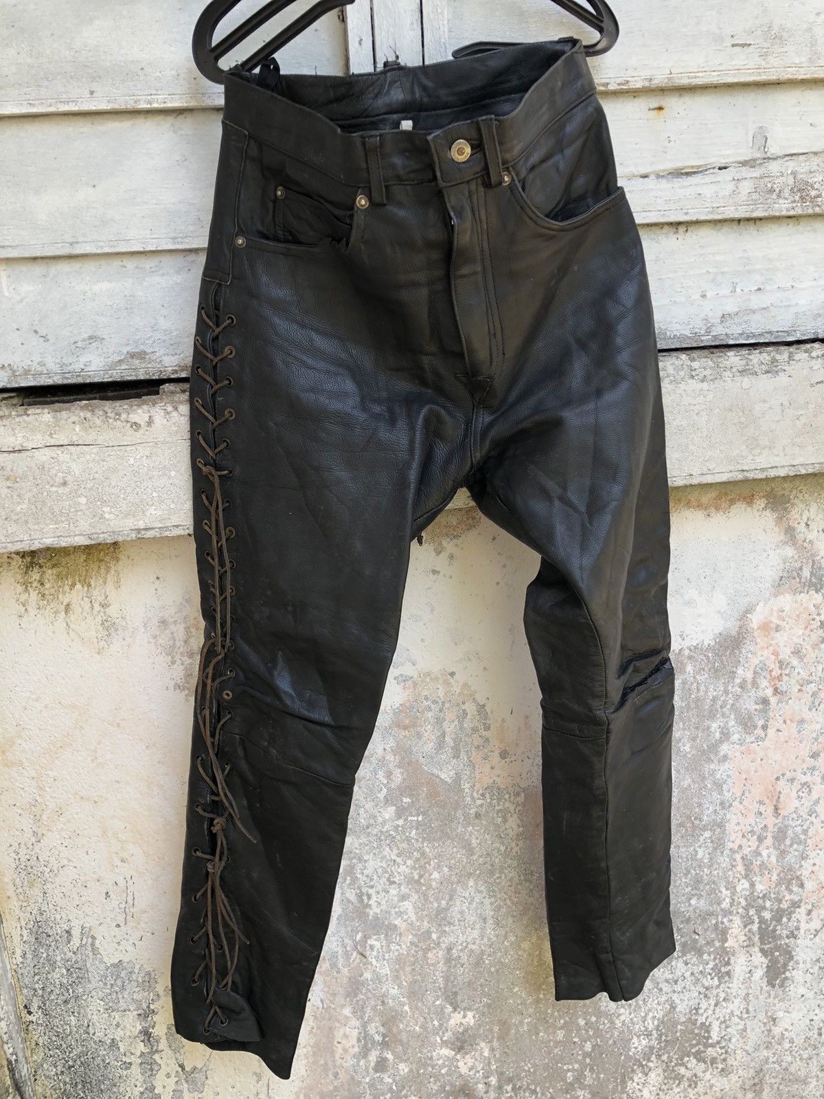 Southern Men Wear Lace Up Leather String Biker Pant