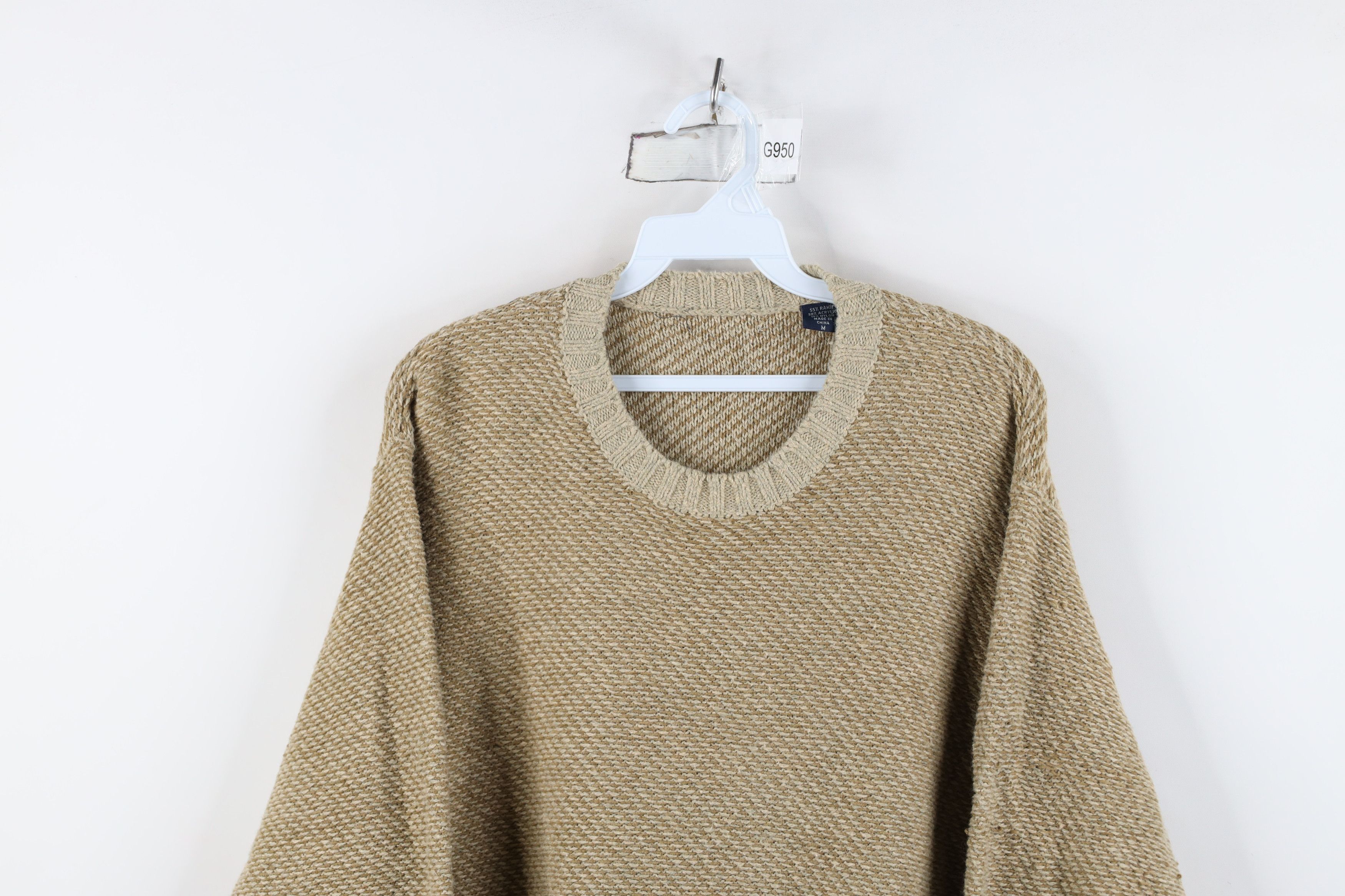 Vintage Vintage 90s Streetwear Tone Knit Crewneck Sweater Beige Size US M / EU 48-50 / 2 - 2 Thumbnail