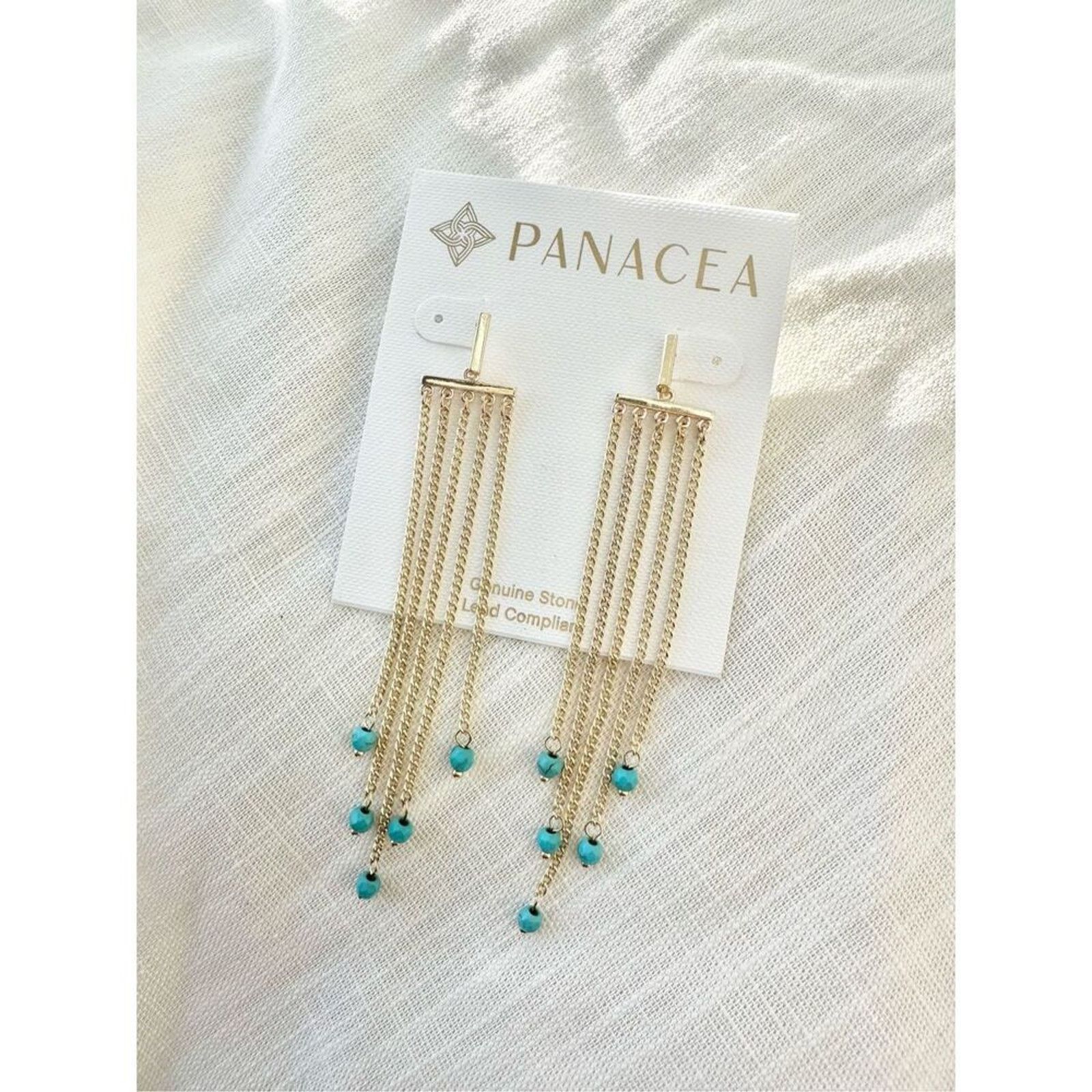 Nordstrom Panacea turquoise and chain dangle earrings Size ONE SIZE - 2 Thumbnail