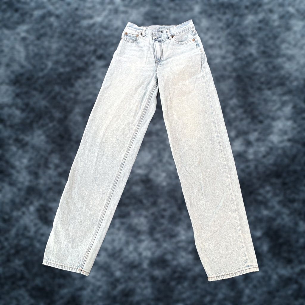 American Eagle Outfitters American Eagle Jeans Womens 0 Distressed Wide-Leg Super High Rise Baggy Blue 0 Distressed Womens Jeans Size 25" / US 0 / IT 36 - 1 Thumbnail