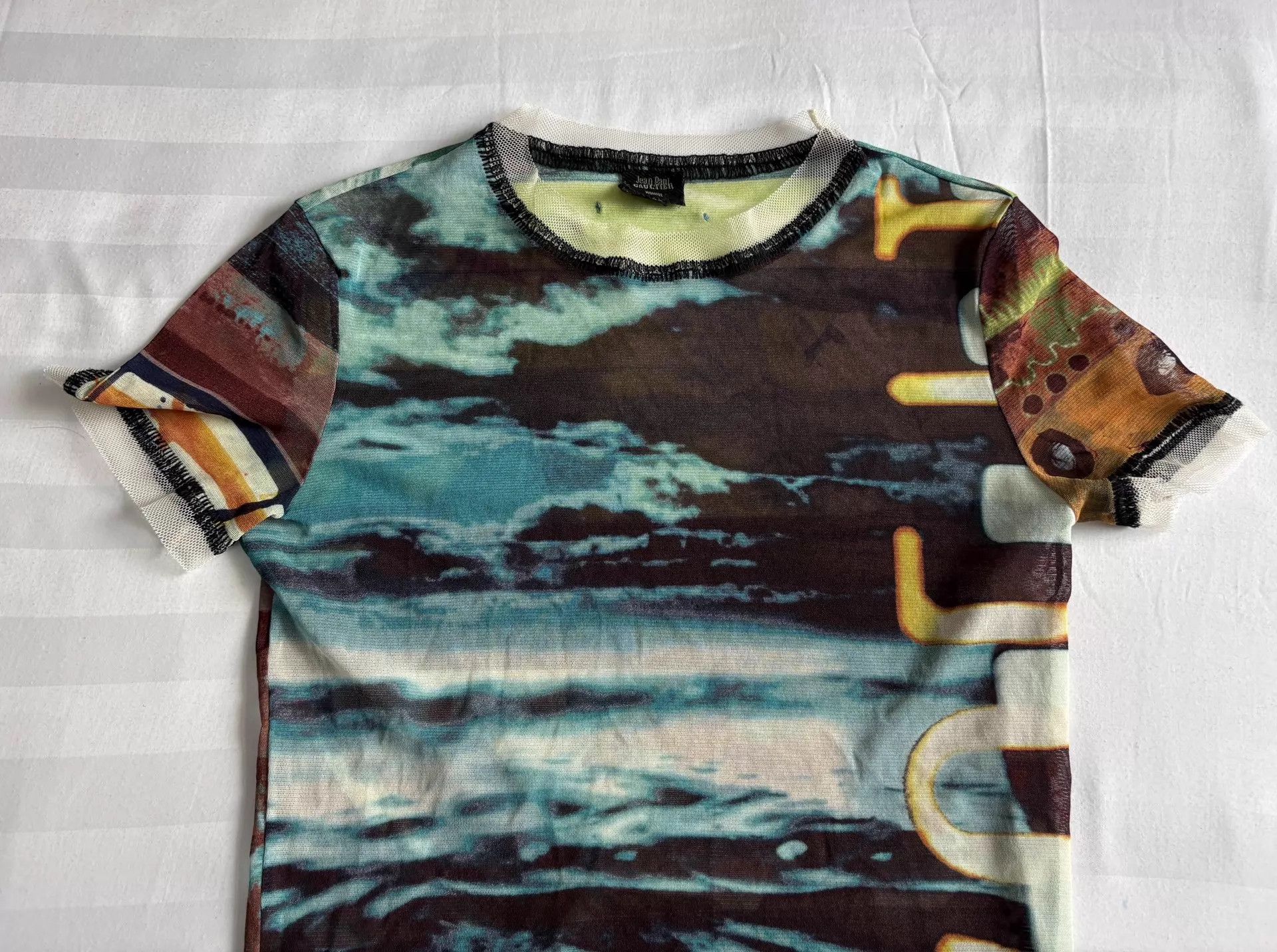Jean Paul Gaultier JPG vintage psychedelic tulle short sleeve 48 raw top Size XL / US 12-14 / IT 48-50 - 4 Thumbnail