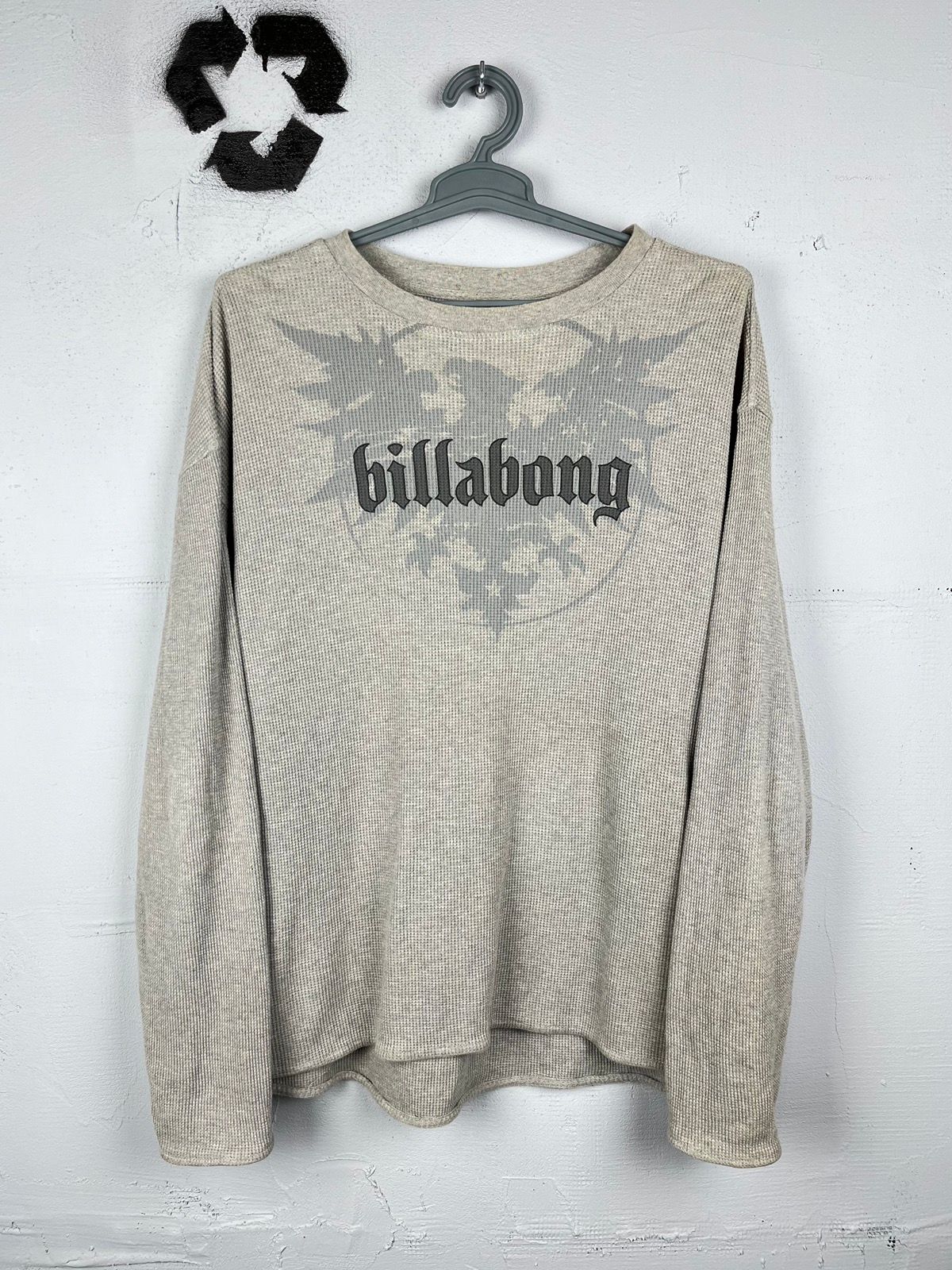 Pre-owned Billabong X Vintage Crazy Vintage 90's Waffel Skater Sweatshirt In Grey