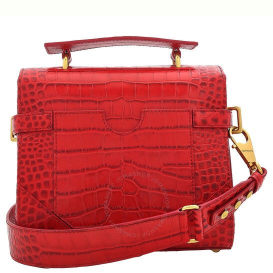 Balmain BALMAIN Red Crocodile-Print Leather B-Buzz 23 Bag Size ONE SIZE - 3 Thumbnail