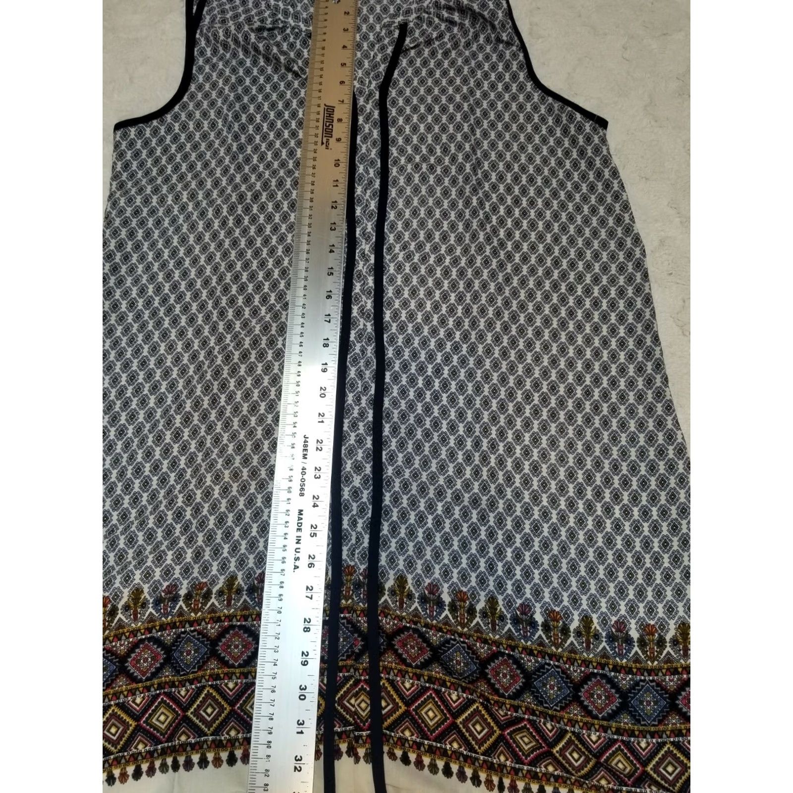 Vintage Naif Dress Petite Size PXL Navy Split Neck Shift Sleeveless Boho Style Womens Size XL / US 12-14 / IT 48-50 - 8 Thumbnail