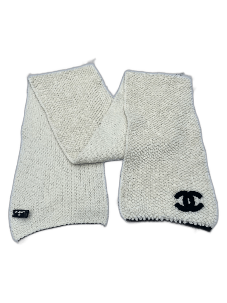Chanel Chanel Black White Scarf Knit Wool Style -2505 Size ONE SIZE - 1 Thumbnail