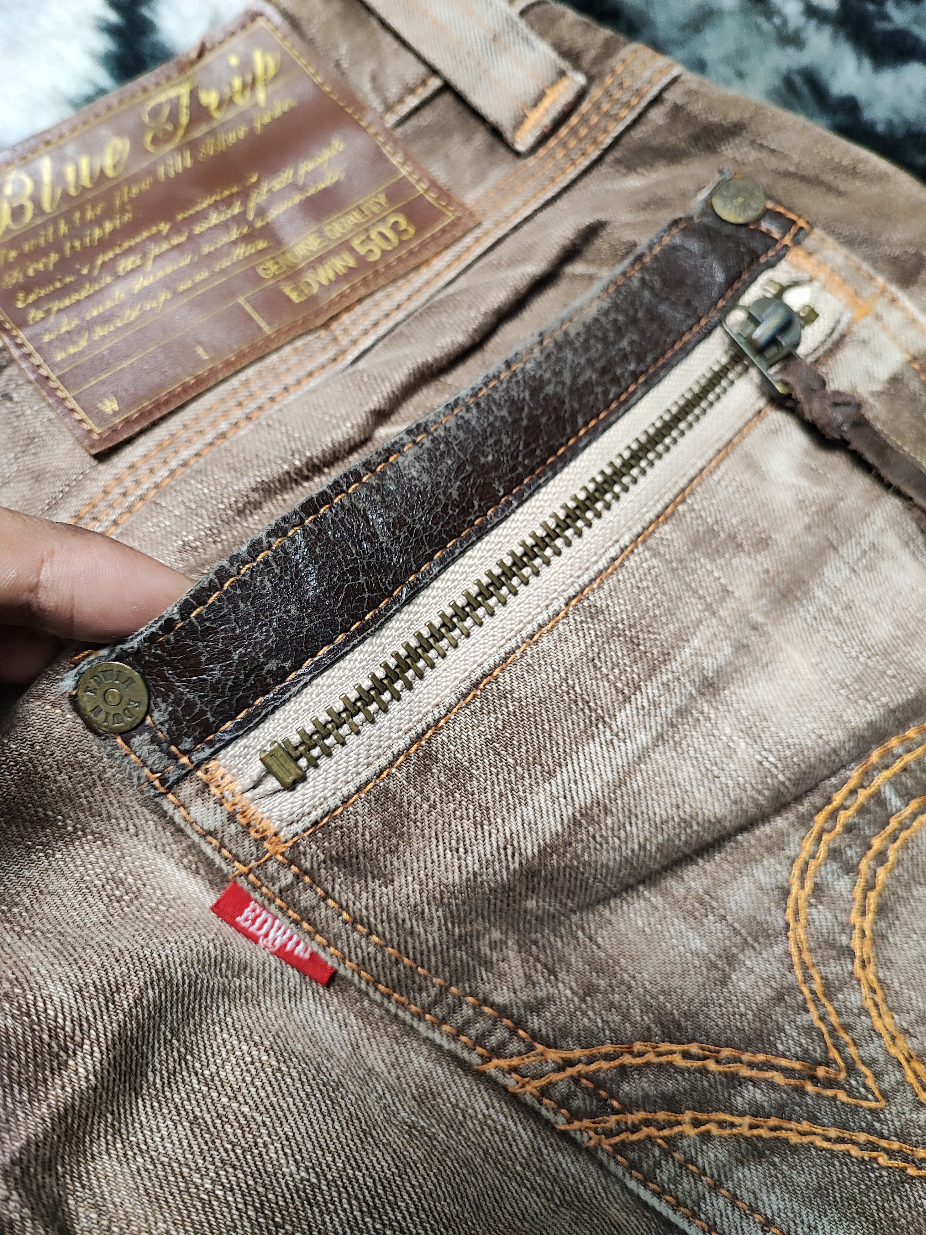 Kapital Vintage Edwin 503 Blue Trip Distressed Rusty Mud Jeans 36 Size US 34 / EU 50 - 13 Thumbnail