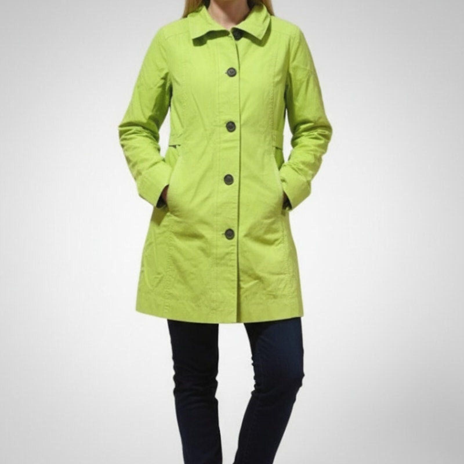 Eddie Bauer Eddie Bauer Lime Green Y2k Trench Coat Jacket Womens Small Size S / US 4 / IT 40 - 2 Thumbnail