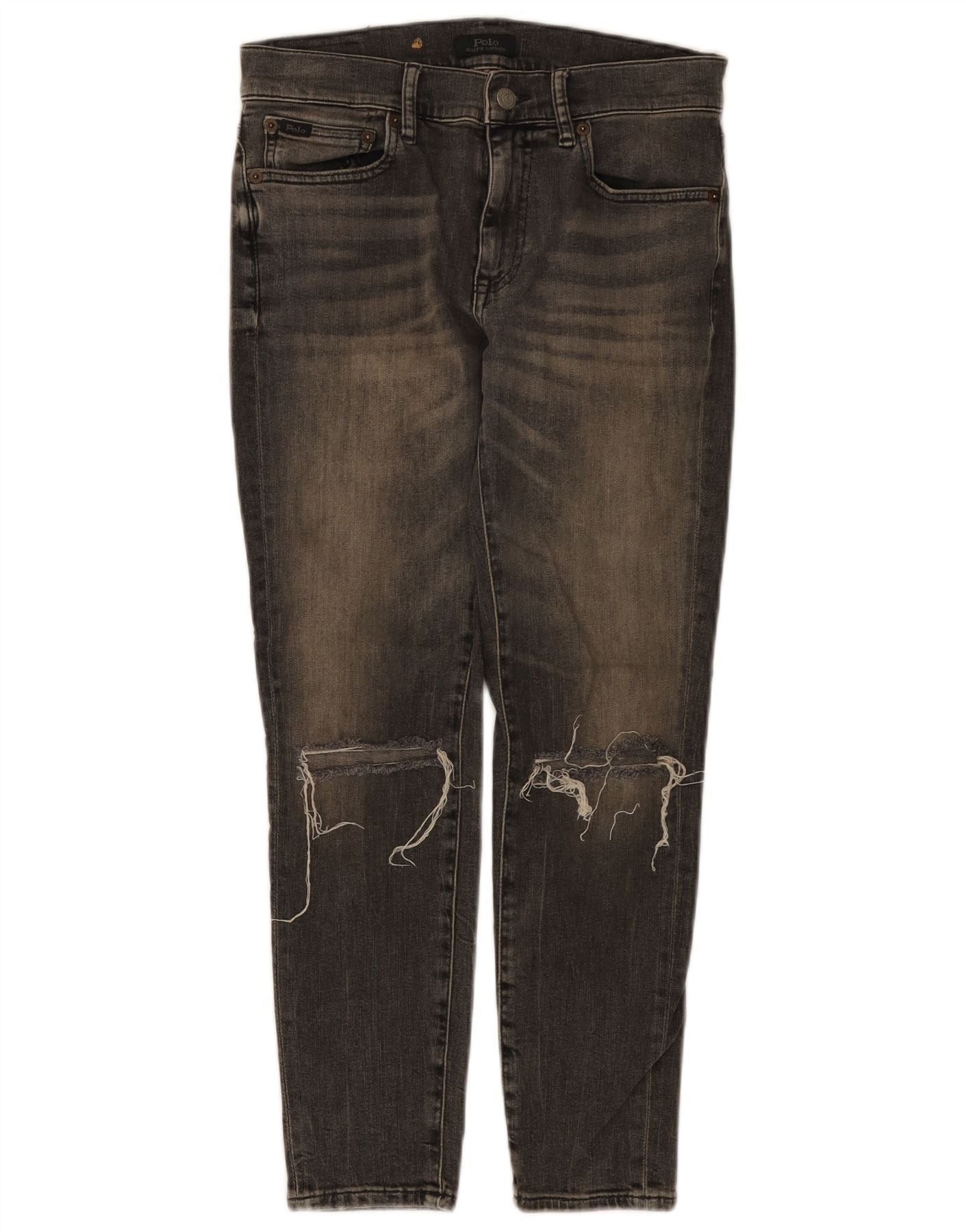 Polo Ralph Lauren Womens Distressed Skinny Jeans W28 L25 Grey Cotton Size 42" / US 20 - 1 Thumbnail