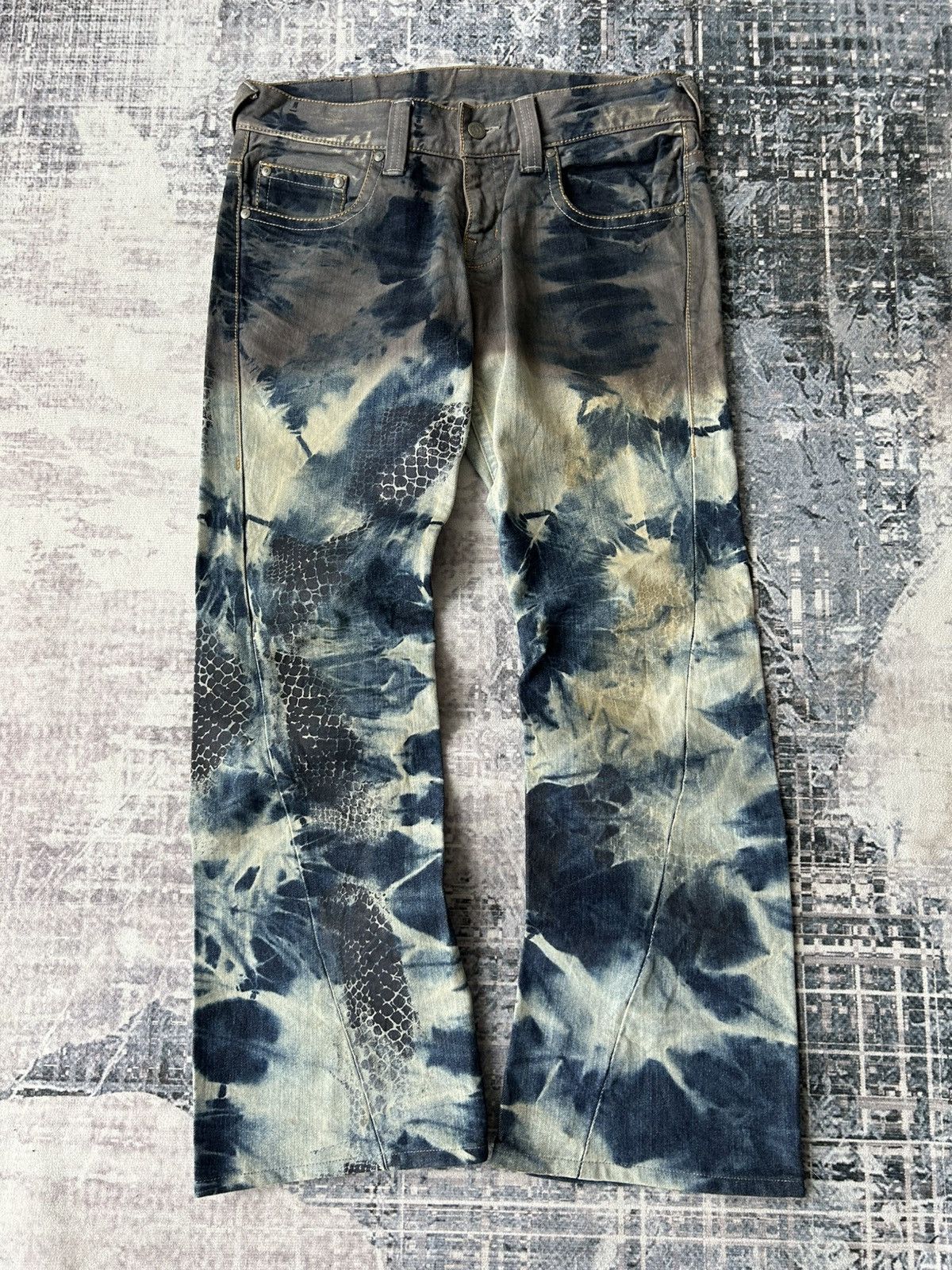 Tornado Mart Tornado Mart Flared Washed Snake Denim Size US 34 / EU 50 - 2 Thumbnail
