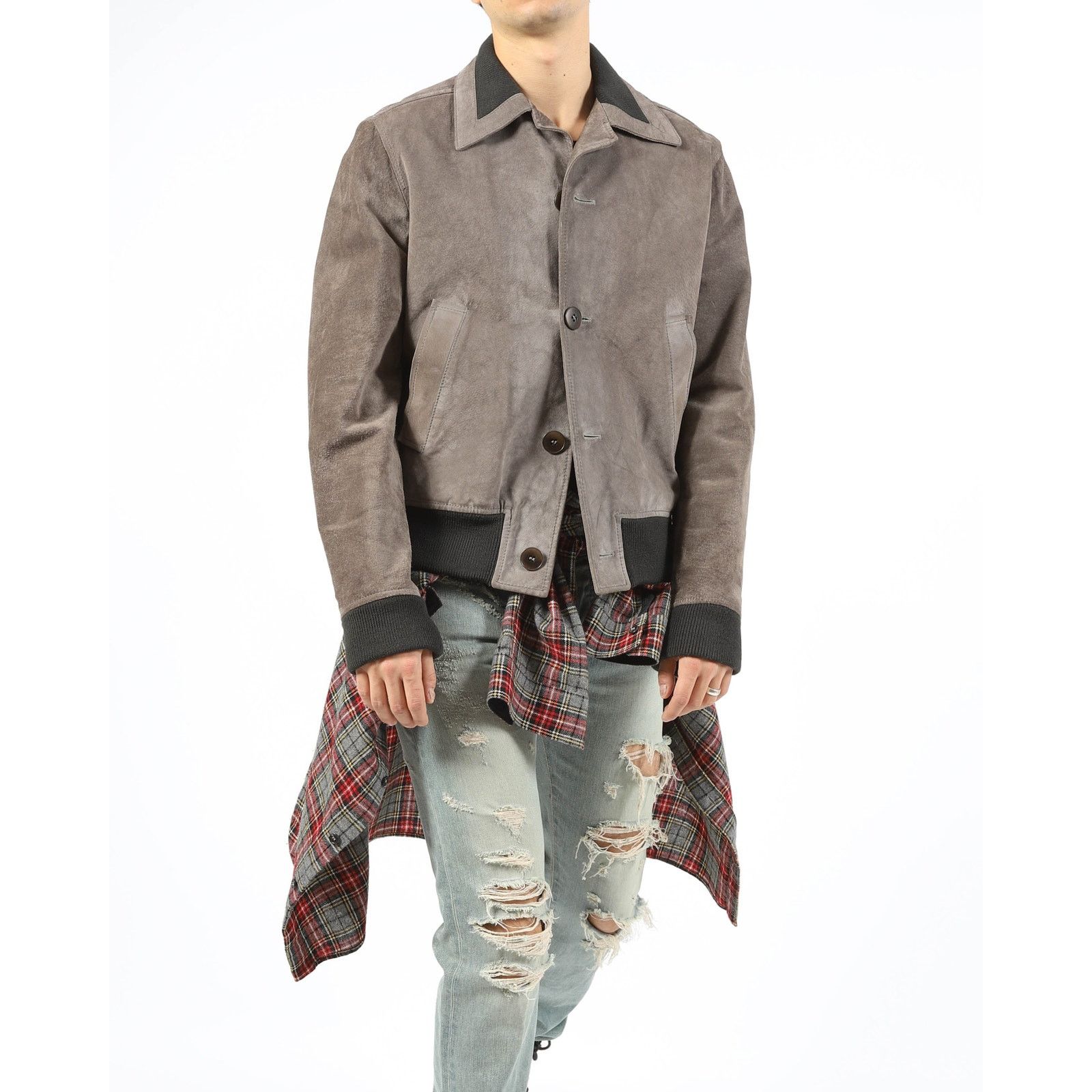 Maison Margiela FW03 Contrast Collar Bomber in Grey Suede Size US L / EU 52-54 / 3 - 3 Thumbnail
