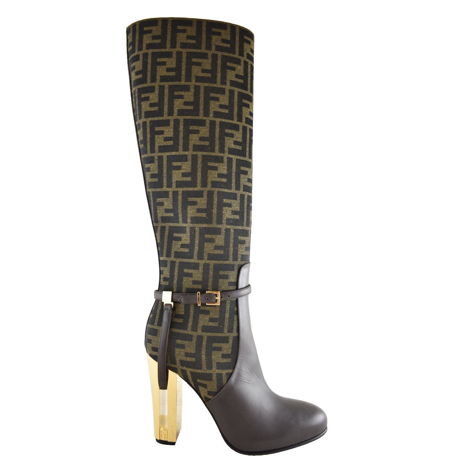 Fendi Fendi 105mm Traced Brown Leather Monogram FF Logo Size US 7 / IT 37 - 2 Thumbnail