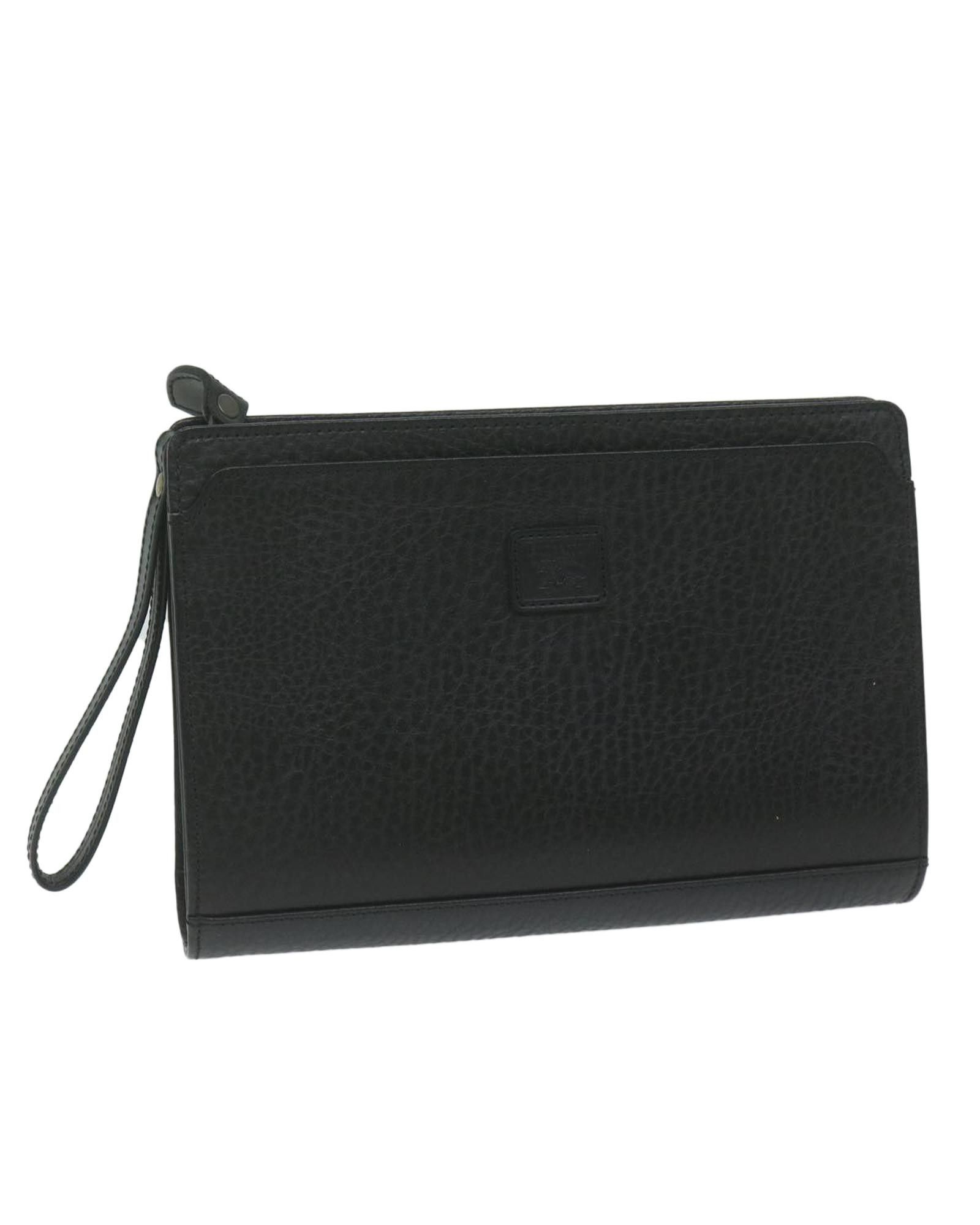 image of Burberry Leather Womens Clutch Bag in Black