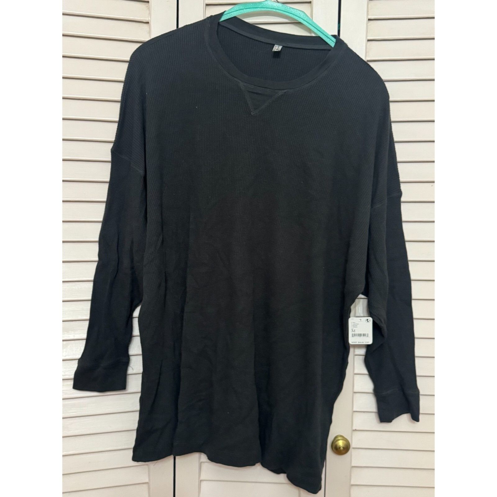 Free People NEW Free People Intimately Women Medium Black Waffle Pullove Size M / US 6-8 / IT 42-44 - 5 Thumbnail