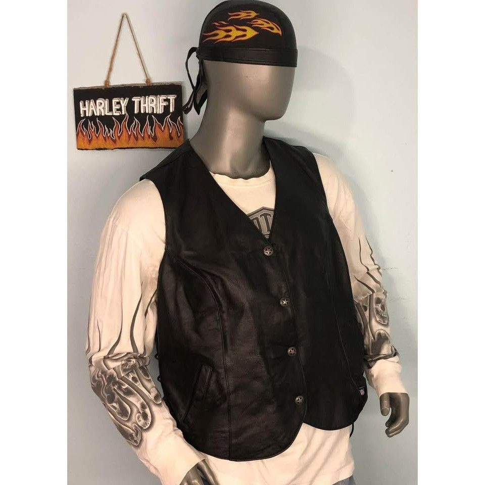 Legendary Goods VTG Leather Vest Large, Satin Lining, Motorcycle Riding St Size US L / EU 52-54 / 3 - 3 Thumbnail