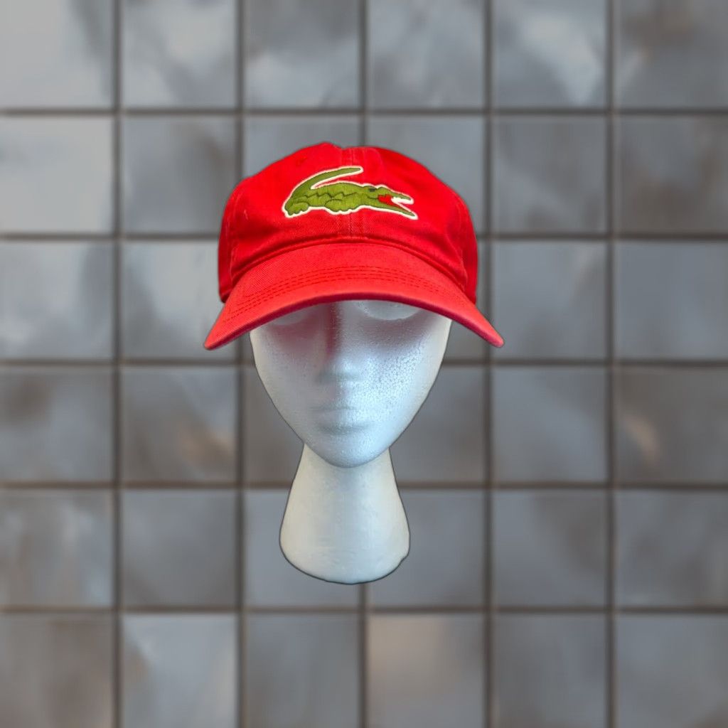 Lacoste Lacoste Golf Hat Mens Red Cotton Strapback Big Crocodile Embroidered Size ONE SIZE - 1 Thumbnail