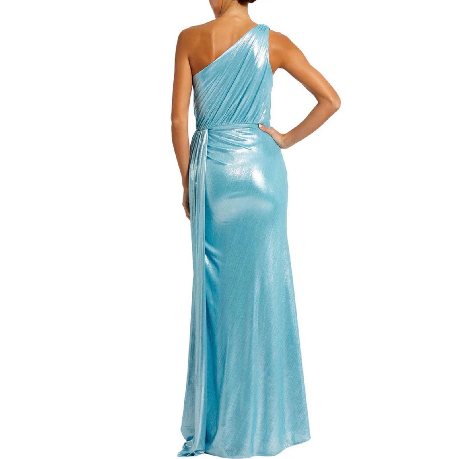 Mac Duggal MAC DUGGAL ONE SHOULDER DRAPED GOWN blue teal 26537 sz 4 Size S / US 4 / IT 40 - 2 Thumbnail