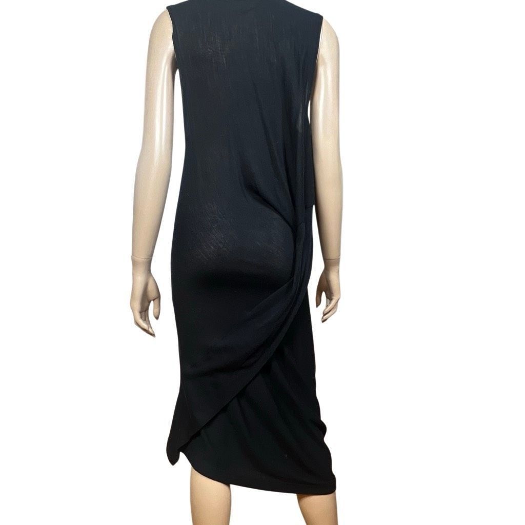 McQ Alexander McQueen Alexander McQueen McQ Black Ribbed Wool Bland Draped Midi Dress Size M (049) Size M / US 6-8 / IT 42-44 - 7 Thumbnail